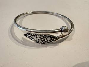 Bracelet jonc flexible tendance en argent sterling 925, motif végétal, poids 16g, pureté 92,5%, pour femmes et jeunes filles, finition argent oxydé - Product Image 4