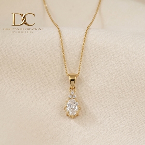 IGI Certified Fine Jewelry 14KT <b>Solid</b> Yellow <b>Gold</b> Lab Grown Diamond <b>Pendant</b> Necklace Classic Latest Collection for Women's - Product Image 4