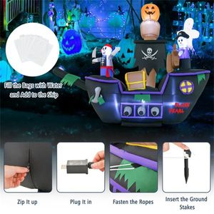 Barco Pirata Inflable de 7 Pies con Luces LED y Ventilador, Decoración para Jardín de Halloween - Product Image 5