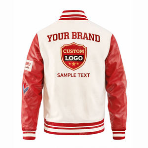 เสื้อแจ็คเก็ตวาร์ซิตี้ผู้ชายรุ่นคัสตอม ปี 2026 สีแดงขาว แจ็คเก็ตเลตเตอร์แมนแบบบอมเบอร์ ปักโลโก้ เสื้อแจ็คเก็ตเบสบอลแบบวิทยาลัย - Product Image 2