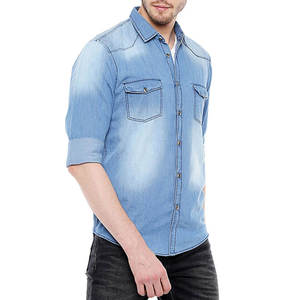 เสื้อเชิ้ตเดนิมแขนยาวสำหรับผู้ชาย ทรงลำลอง สีอ่อน ผ้าฝ้าย 100% ระบายอากาศได้ดี สไตล์คนเมือง รับผลิตตามแบบ OEM สำหรับส่งออก - Product Image 2