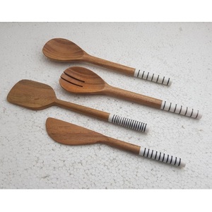 Juego de utensilios para servir ensalada de madera de acacia de alta calidad, herramientas de cocina, juego de cucharas para servir ensalada de madera hechas a mano, cubiertos, utensilios para servir. - Product Image 3