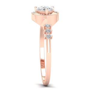 Bagues de fiançailles REYES personnalisées classiques en or rose 14K 18K avec halo de moissanite, bijoux fins de haute qualité pour mariage et anniversaire - Product Image 3