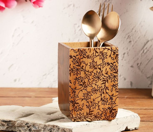 Support à Couverts en Bois Imprimé Écologique, Design Rustique, Lavable au Lave-Vaisselle, Idéal pour Cuillères, Fourchettes, Couteaux et Rangement de Mouchoirs – Meilleures Ventes - Product Image 4