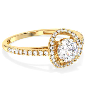 Bague de fiançailles REYES, dernier design, or jaune 14K 18K, diamant de laboratoire taille ronde 1 carat, cadeau de luxe pour anniversaire, bijoux - Product Image 3