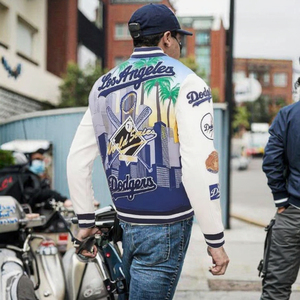 Streetwear Custom Coated Embroidery <b>Patch</b> Eco-Friendly Breathable Winter Varsity Bomber <b>Jacket</b> Polyester/Rayon Sleeve Unisex - Product Image 2