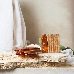 La mejor opción de Europa, los posavasos unidos a madera de mango de resina epoxi marrón más vendidos, alfombrillas y almohadillas elegantes de alta calidad para uso en mesa de té - Product Image 1