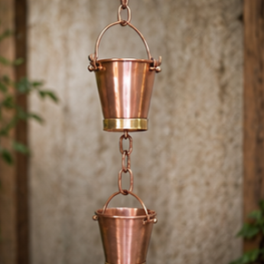 Chaîne de pluie décorative en cuivre pour gouttière, déversoir extérieur, drainage des eaux de pluie, fontaine suspendue pour jardin - Product Image 3