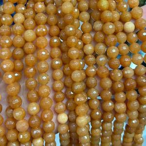 Cuentas facetadas de aventurina naranja, cuentas redondas de piedras preciosas naturales, hebra para hacer joyas, manualidades DIY - Product Image 5