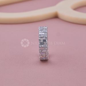 Bague en diamant de laboratoire taille baguette, look premium, alliance fine en diamant pour mariage et anniversaire, cadeau pour femme - Product Image 2