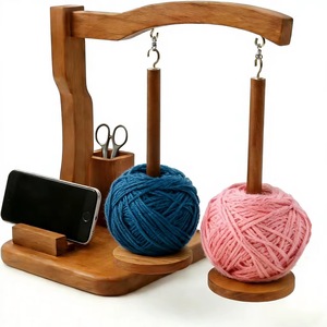 <b>Wooden</b> Double Yarn Holder Magnetic Rotating Yarn <b>Ball</b> Stand Anti Slip Knitting Crochet Rack Desk Organizer - Product Image 4