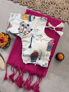 Ropa Étnica de Diseño: Sari de Algodón Khadi con Bordado Estilo Boutique y Blusa Acolchada - Product Image 5