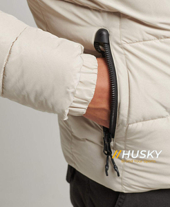 Husky Men's Winter Hooded Puffer <b>Jacket</b> Thick Quilted Windproof Casual Zipper Front Solid Color Regular Fit - Product Image 3