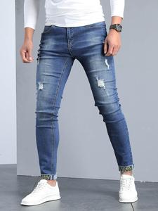 Best Quality Men's Breathable Knitted Denim Casual Straight Pants with Elastic Waist Wholesale Price - Product Image 4