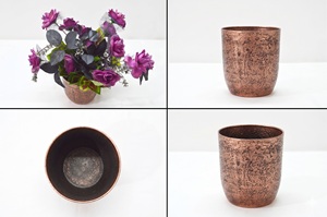 Tabletop Aluminum Hammered Texture Cone Shape Two Toned Color Nickel Plated Flower <b>Vase</b> <b>Unique</b> Style Fancy Wedding Flower <b>Vase</b> - Product Image 5