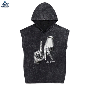 Sudaderas sin mangas estilo vintage lavadas, con patrón de gestos, informales y deportivas, con elementos rebeldes, para venta al por mayor - Product Image 1
