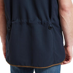 Chaleco de tiro al tirolesa azul marino al por mayor con hombros de gamuza marrón y malla transpirable, chaleco de tiro al lomo de malla con logotipo personalizado para exteriores - Product Image 6