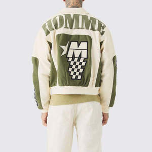 Breathable Customized 100% <b>Wool</b>/<b>Cotton</b> Men's Vintage Letterman Varsity Streetwear Jacket High Quality Chenille Embroidery Work - Product Image 3