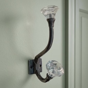 Perchero de Pared de Hierro Fundido Vintage, Autoadhesivo, Ajustable, Ecológico, Impermeable, con Perilla de Cristal para Almacenamiento de Ropa - Product Image 2