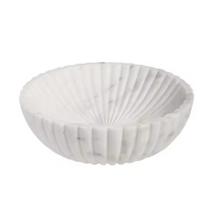 Tazón de Servir Moderno de Mármol Beige Crema con Borde Ondulado, Resistente al Calor, Tallado a Mano, Texturizado, para Restaurante - Product Image 4