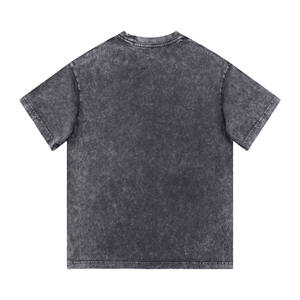 Camiseta de algodón 100% de alta calidad, 300 g/m², con lavado ácido y efecto nieve, cuello pequeño, estilo vintage, hombros caídos y corte oversized. - Product Image 2
