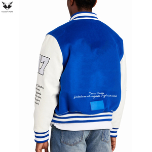 Wholesale Vintage Custom Varsity Jacket Men Premium Wool Body Cowhide Leather Sleeve Hip Hop Loose Fit Unisex College Jacket - Product Image 4