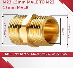 Conector de Manguera para Lavadora a Presión M22-15mm Macho de Latón Sólido, Adaptador de Extensión de Manguera para Lavadora a Presión de 5000 PSI - Product Image 3