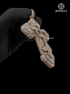 Colgante de Cruz de Plata 925 Chapado en Oro de Lujo Estilo Hip Hop, Pieza Destacada de Proveedor Indio - Product Image 4
