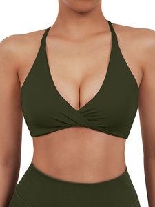 Débardeur de sport pour femme à logo personnalisé, col halter, haute élasticité, séchage rapide, respirant, avec soutien-gorge intégré, col en V - Product Image 5
