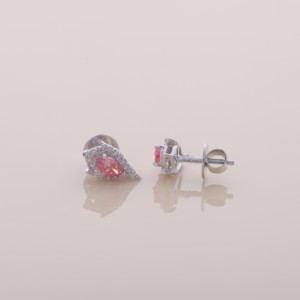 IGI Certified Lab Grown Pink Pear Shape Diamond Halo Stud <b>Earrings</b> 9KT Yellow / White / Rose Gold Designer <b>Earrings</b> - Product Image 3