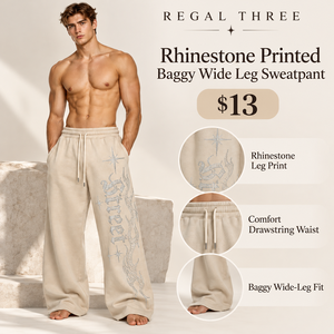 Pantalones de chándal de algodón con cordón en la cintura para hombre, de pierna ancha, de forro polar, informales, para invierno, oversize, con pedrería - Product Image 1