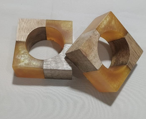 Wood & Resin Napkin Ring Square <b>Grey</b> Resin Natural Wood Color Napkin Holder At Awesome Price - Product Image 5