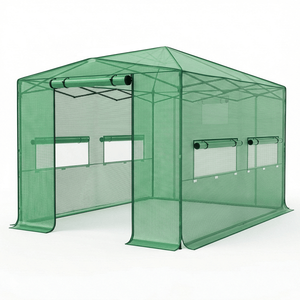 Serra Pieghevole in Rete PE 8x12ft, Struttura in Tubi di Ferro Verniciato, Serra da Giardino Verde - Product Image 1