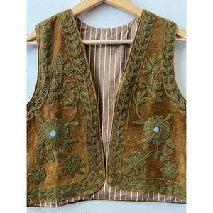 Handmade Premium Quality Stylish Cotton Short Sleeveless <b>Embroidered</b> Women's Vest <b>Waistcoat</b> Folk Jacket Gift - Product Image 2