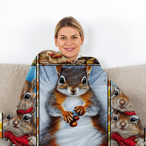 Coperta in Flanella con Disegno di Scoiattolo, Morbida e Leggera, Design Scenico Multifunzionale per Divano, Ufficio, Letto, Coperta a Tema Natura - Product Image 5