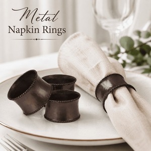 Anneaux de serviette rétro marron, 2x1 pouce, ronds, pour la décoration de table de mariage ou de dîner - Product Image 2