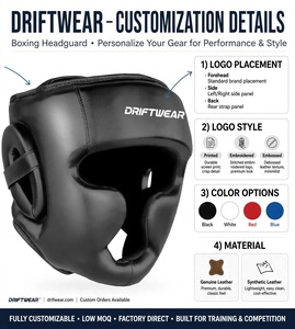 อุปกรณ์ป้องกันศีรษะสำหรับชกมวยแบบเต็มหน้า ยี่ห้อ Custom Logo Driftwear Impex รุ่น Pro Sparring ทำจากหนังวัวแท้ สำหรับฝึกซ้อม MMA และคิกบ็อกซิ่ง - Product Image 5