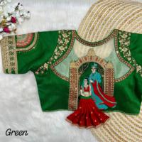Blouse de mariage de travail de broderie de style indien prête à l'emploi pour les femmes Saree en soie fantaisie Salwar Kameez costume pour les occasions décontractées
