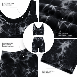 <b>Tie</b> <b>Dye</b> Yoga <b>Set</b> Women 2 Piece Workout Outfits High Waist Biker Shorts Sports Bra Gym Fitness Clothing Athletic Activewear <b>Set</b> - Product Image 4