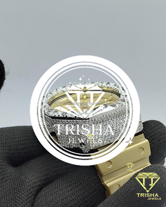 Handcrafted 925 Sterling Silver <b>Watch</b> with VVS Moissanite <b>Diamonds</b> and Gold Sunray Dial Luxury Statement Piece - Product Image 3
