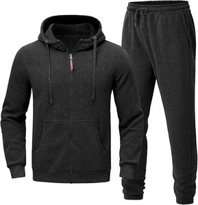 Ensemble de 2 pièces en polaire zippé, tenue de sport décontractée pour activités de plein air et jogging - Product Image 1