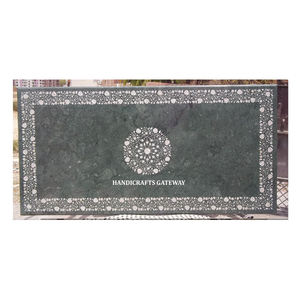 Mesa de Comedor Hecha a Mano con Incrustaciones de Mármol Blanco Natural, Forma Rectangular con Diseño de Incrustaciones de Flores, para Uso en el Hogar - Product Image 2