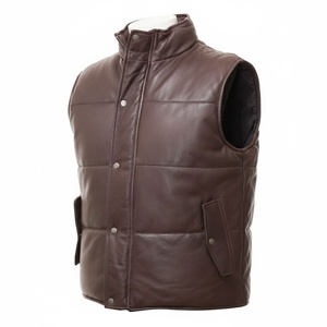 เสื้อกั๊กหนังแกะผู้ชายแฟชั่นใหม่สำหรับฤดูหนาว เสื้อหนังแท้ อุ่นสบาย ไซส์ใหญ่ รับสั่งทำ OEM - Product Image 1