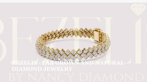 Pulsera de tenis Bezelis para mujer con diamantes cultivados en laboratorio, corte brillante redondo, en oro amarillo, ideal para regalo y fiestas. - Product Image 4