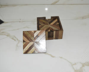 Lot de 6 sous-verres de décoration de table de mariage polis personnalisés Tapis de table en bois d'acacia et manguier Support de dessous de verre en bois de qualité - Product Image 5