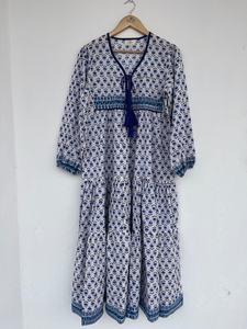 À la mode indien bloc imprimer femmes filles pur coton Maxi robe décontracté été soirée longue Midi en vrac motif naturel chaud! - Product Image 6