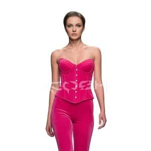Corset bustier rose en velours écologique sans bretelles à forte compression, lingerie, vêtement de soirée, tenue de mode, fournisseur - Product Image 1