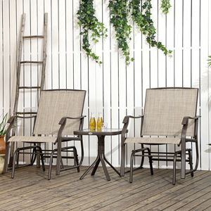 Set Bistrot da Esterno 3 Pezzi con Tavolino e 2 Sedie a Dondolo Traspiranti con Vetro per Ospedali - Product Image 2