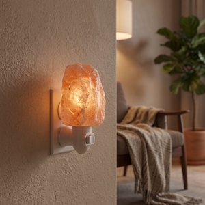 Lampe murale artisanale en sel de l'Himalaya, veilleuse naturelle en cristal à brancher, décoration pour chambre et maison - Product Image 5