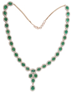 Natural <b>Emerald</b> Lab Grown CVD Diamond Set Necklace <b>Earring</b> <b>Studded</b> 9K Yellow Gold IGI Certified Luxury Jewelry Engagement Gift - Product Image 3